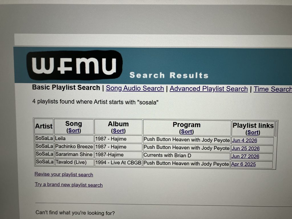 WFMU SoSaLa Playlists, WFMU, Jessica,